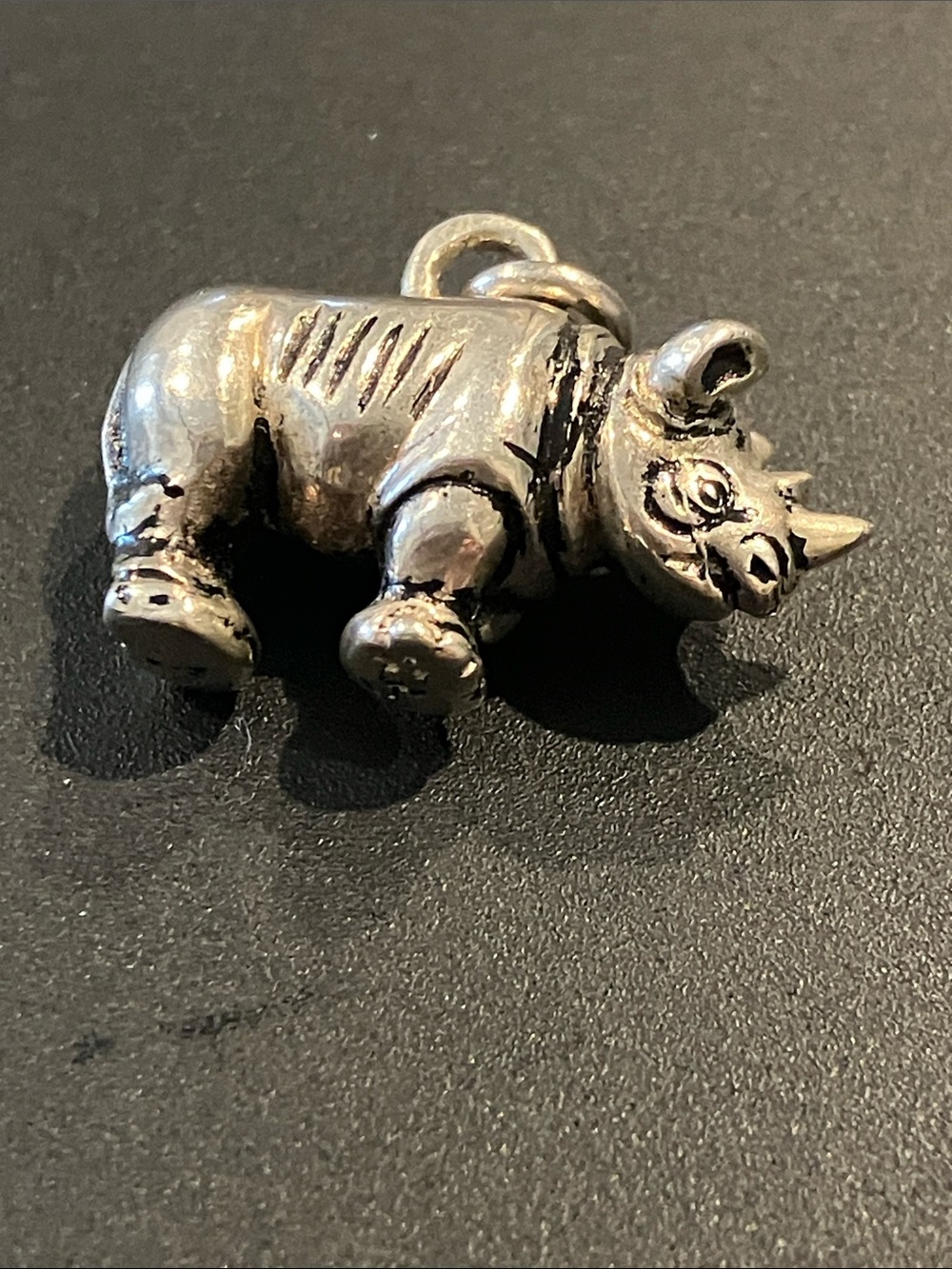 Silver Rhinoceros Charm Pendant